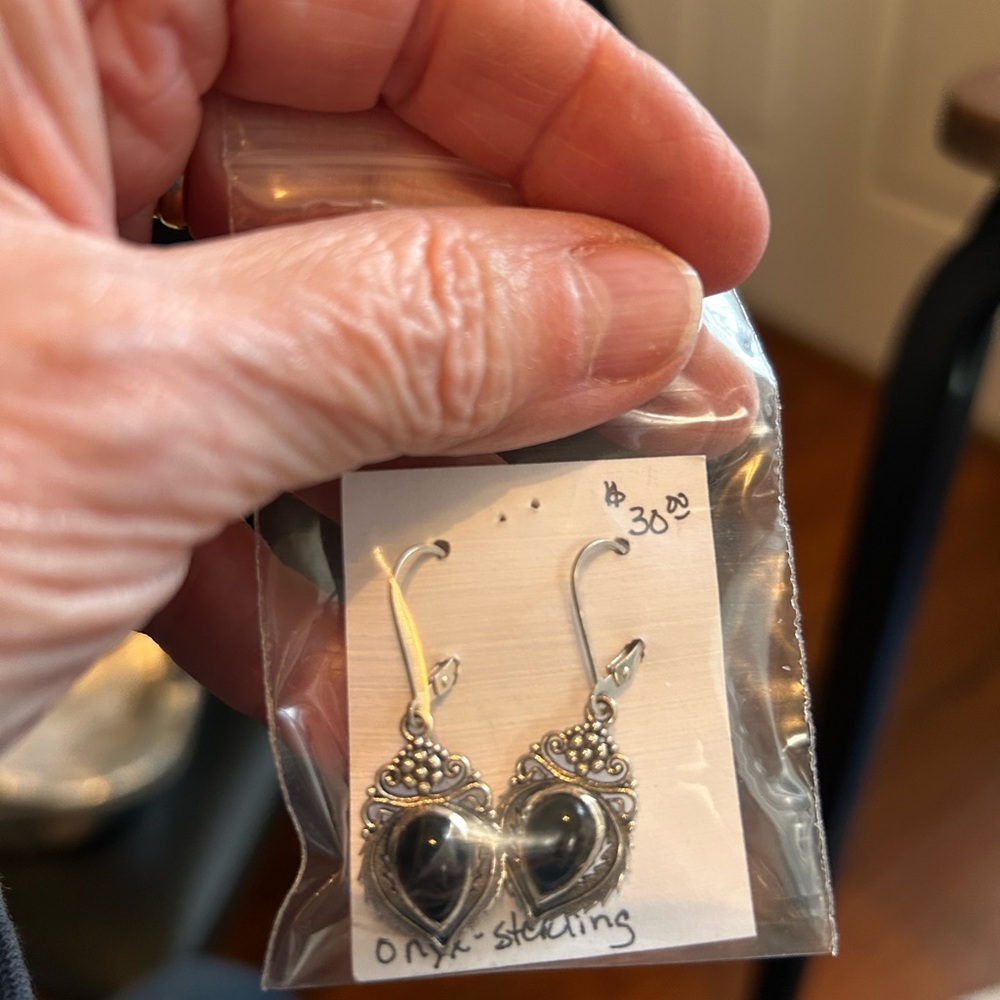 Sterling silver onyx earrings